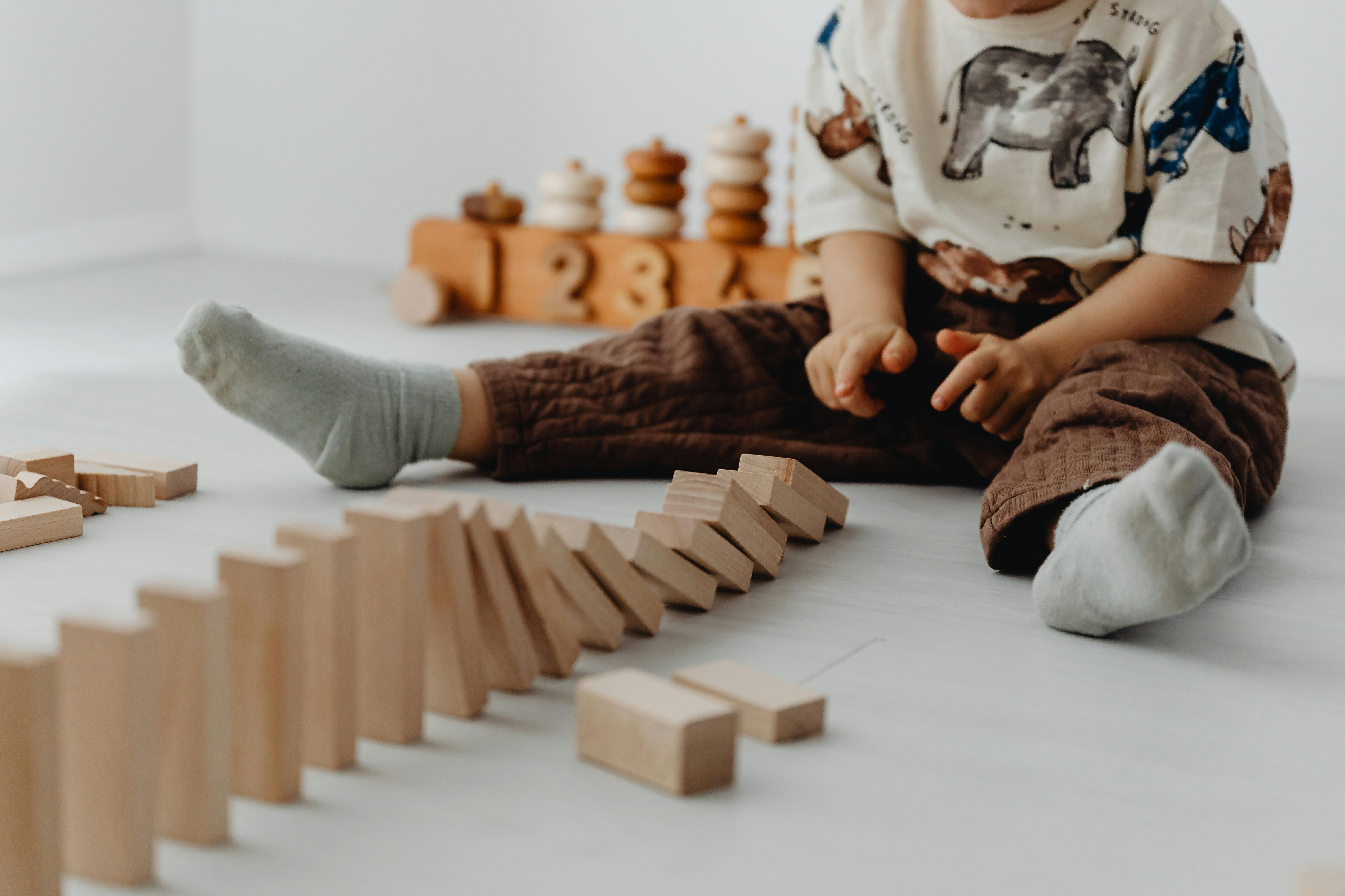 toddler playing with blocks