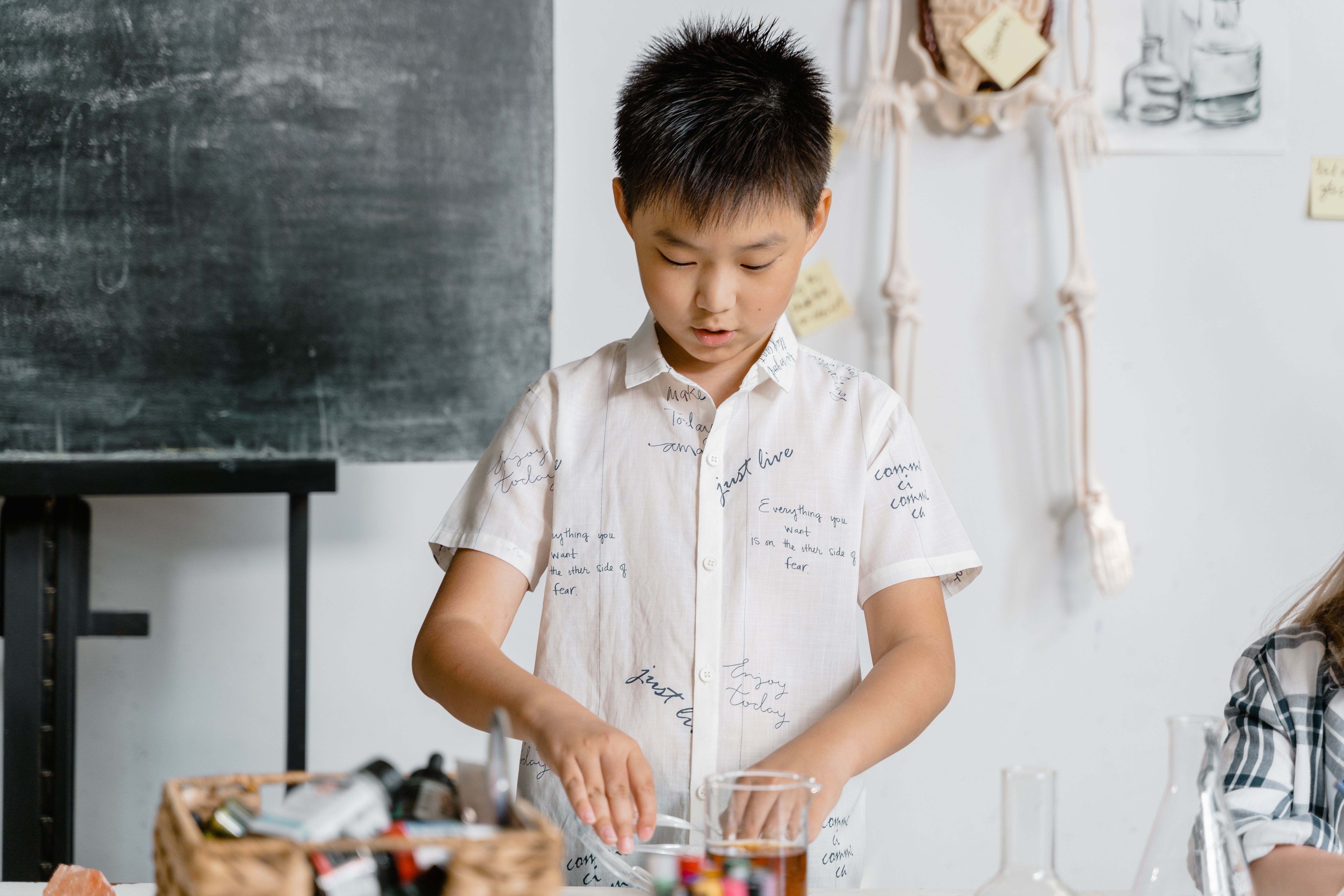 A child doing a science experiment